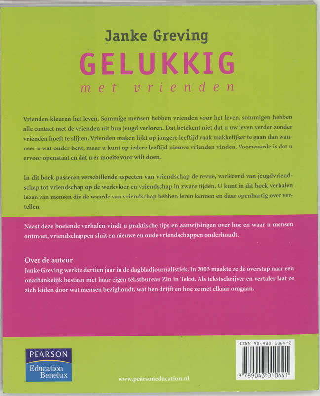 Achterkant van Gelukkig met vrienden