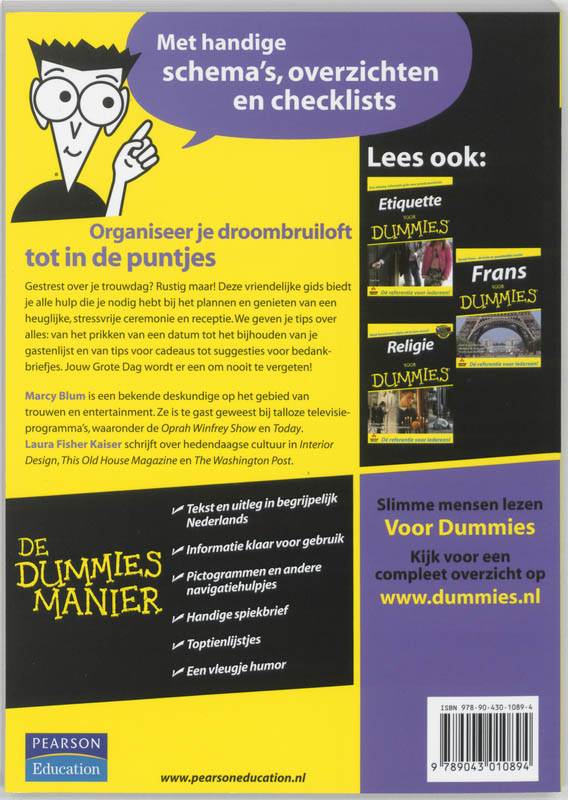 Achterkant van Trouwen voor Dummies