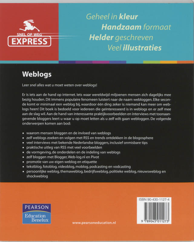 Achterkant van Snel op weg Express Weblogs