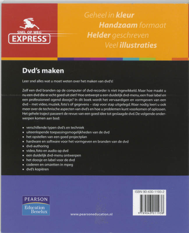 Achterkant van Snel op weg Express Dvd's maken