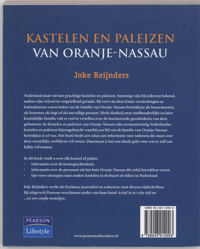 Achterkant van Kastelen en paleizen van Oranje-Nassau