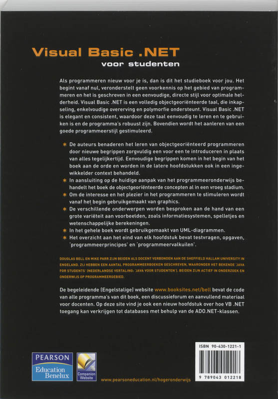 Achterkant van Visual Basic .NET voor studenten
