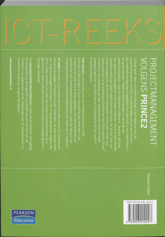 Achterkant van Projectmanagement volgens Prince2