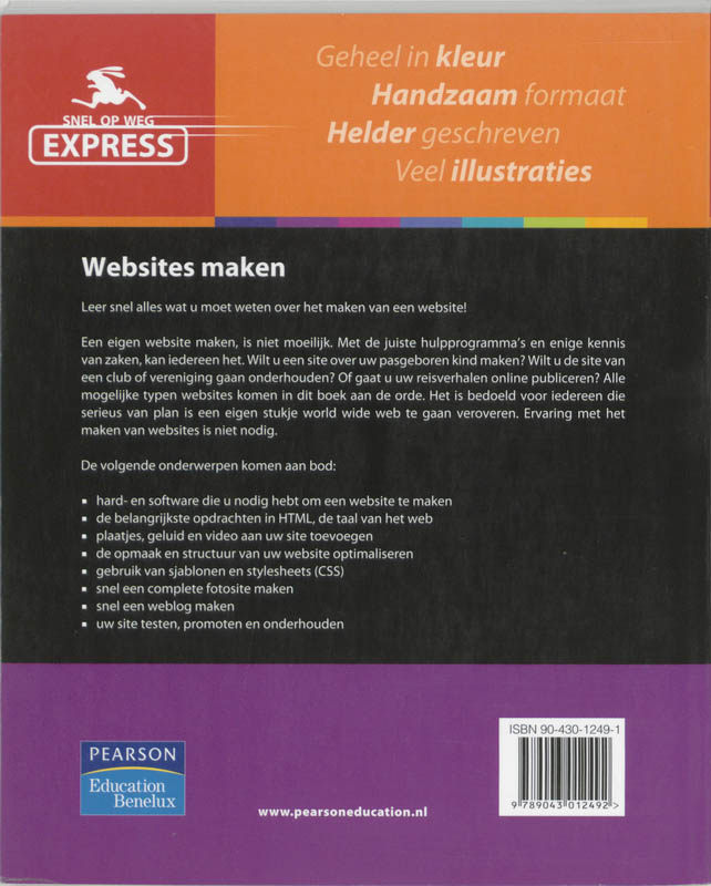 Achterkant van Snel op weg Express: Websites maken
