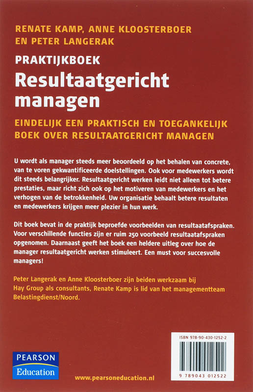 Achterkant van Praktijkboek resultaatgericht managen