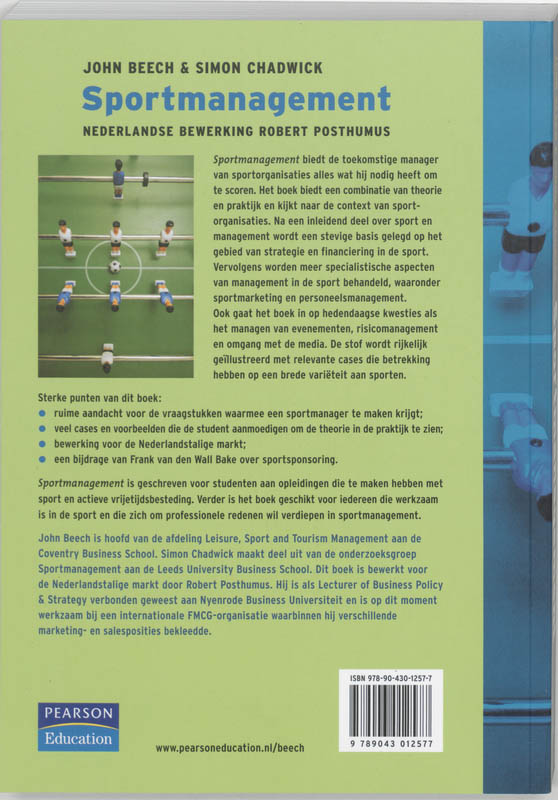 Achterkant van Sportmanagement