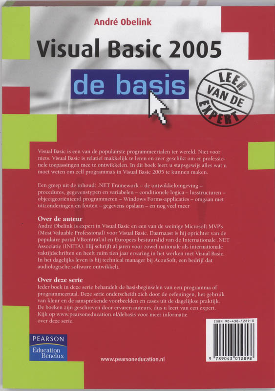Achterkant van Visual Basic 2005 de basis