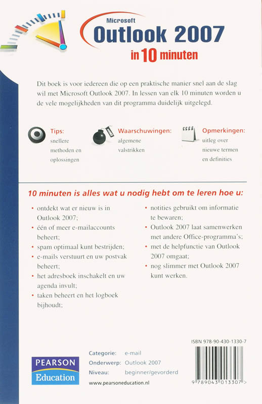 Achterkant van Microsoft Outlook 2007 in 10 minuten