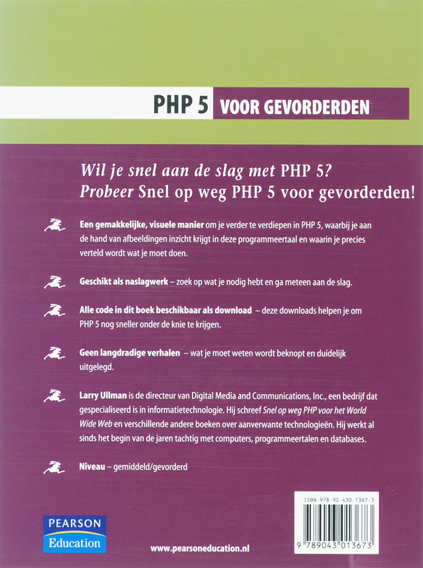 Achterkant van Snel op weg: PHP 5 voor gevorderden