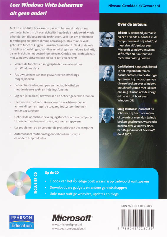 Achterkant van Microsoft Megahandboek Windows Vista