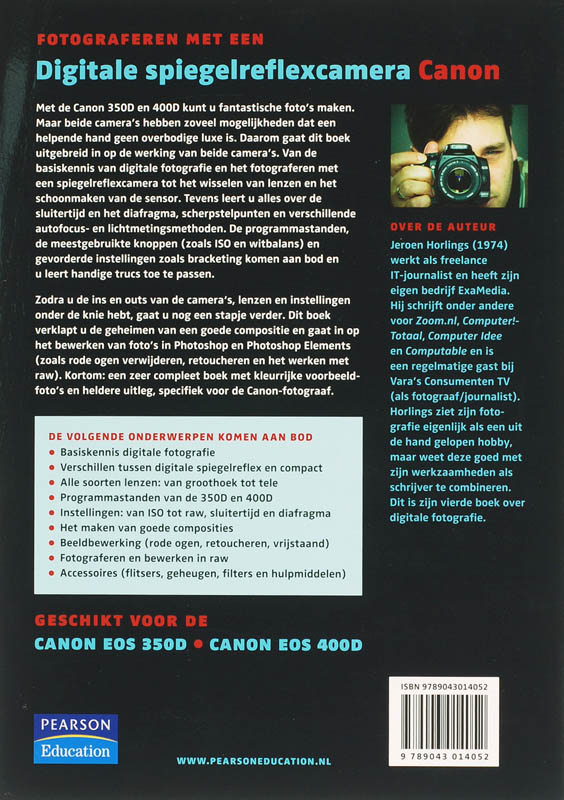 Achterkant van Fotograferen met een digitale spiegelreflexcamera Canon