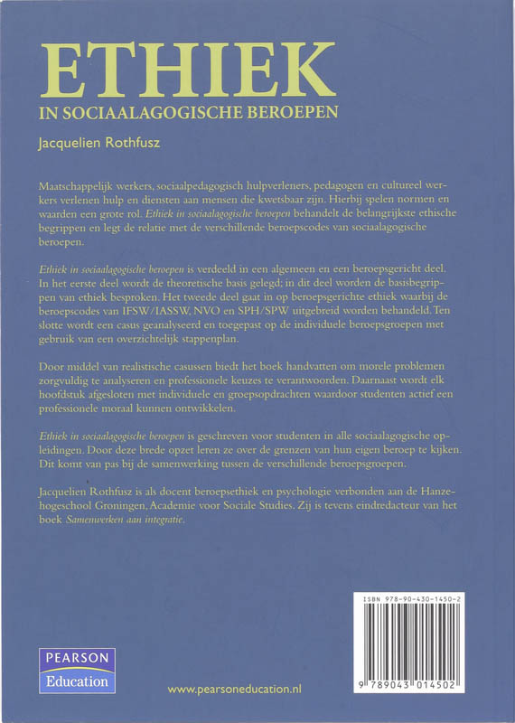 Achterkant van Ethiek in sociaalagogische beroepen