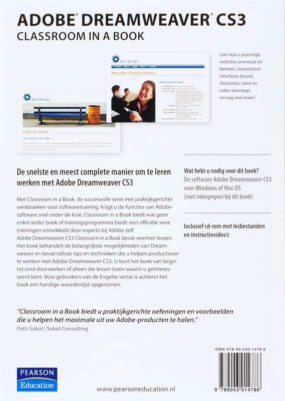 Achterkant van Adobe Dreamweaver CS3 Classroom in a Book