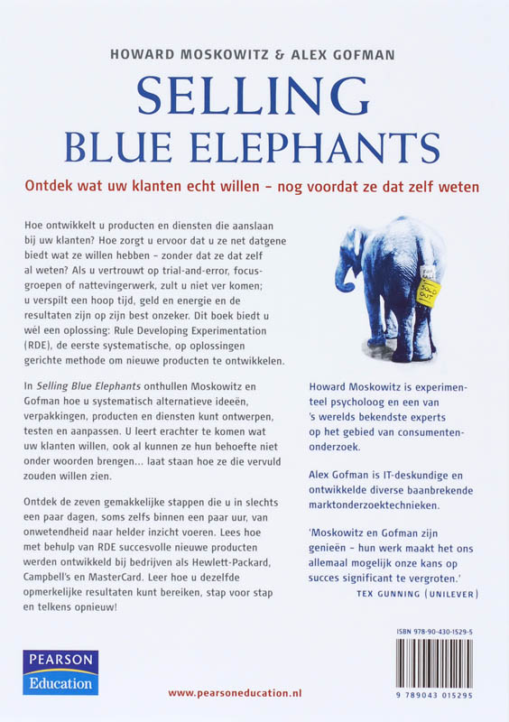 Achterkant van Selling Blue Elephants