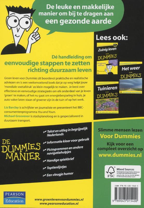 Achterkant van Groen leven voor Dummies