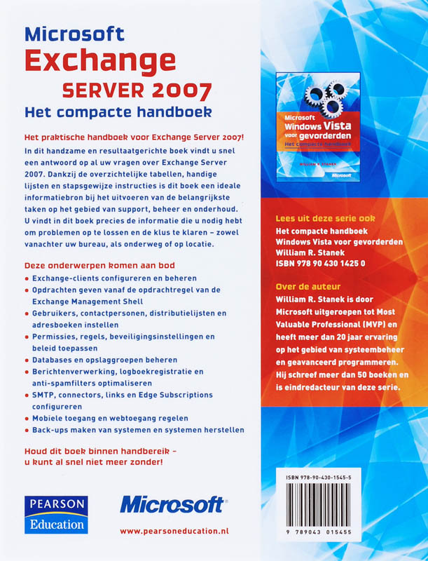Achterkant van Het compacte handboek Exchange Server 2007