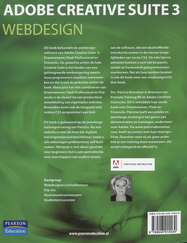 Achterkant van Adobe Creative Suite 3 Webdesign