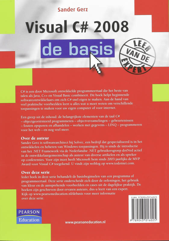 Achterkant van Visual C# 2008 de basis