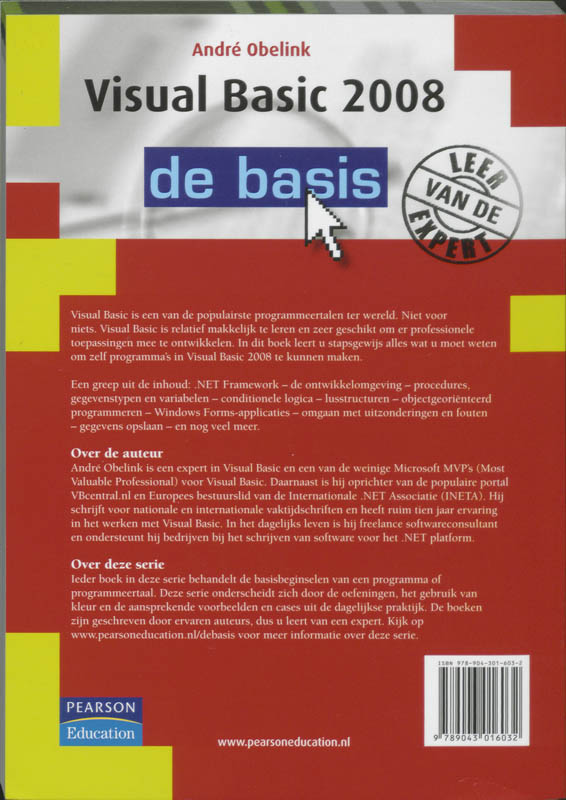 Achterkant van Visual Basic 2008 de basis