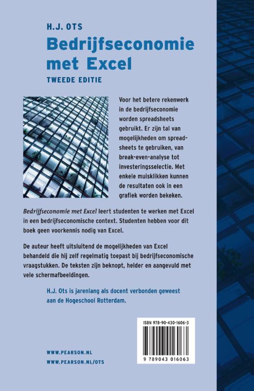 Achterkant van Bedrijfseconomie met Excel
