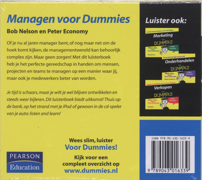 Achterkant van Managen voor Dummies