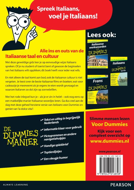 Achterkant van Italiaans voor Dummies