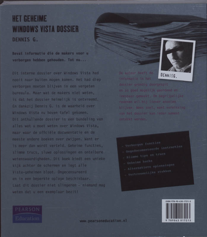 Achterkant van Het geheime Windows Vista dossier