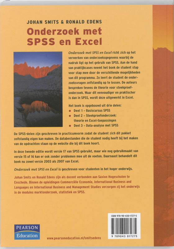 Achterkant van Onderzoek met SPSS en Excel