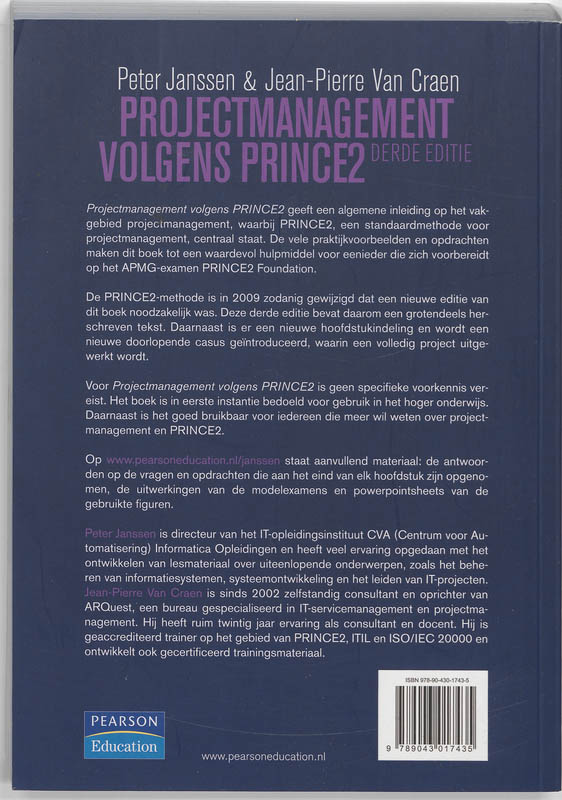 Achterkant van Projectmanagement volgens Prince2