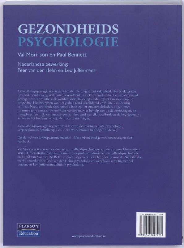 Achterkant van Gezondheidspsychologie