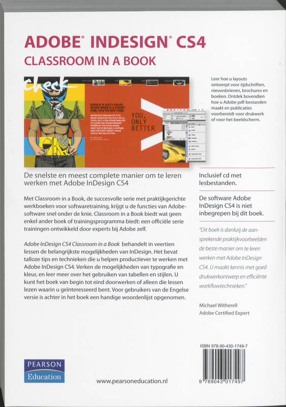 Achterkant van Adobe InDesign CS4