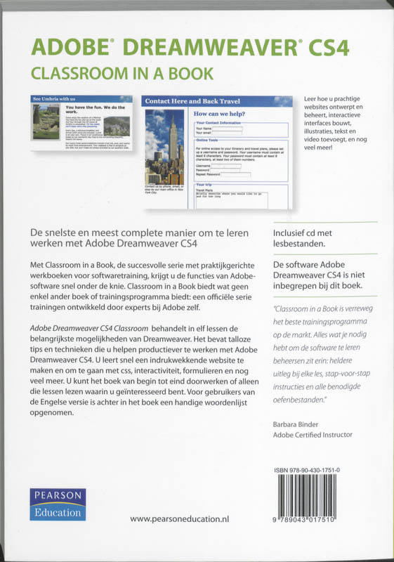 Achterkant van Adobe Dreamweaver CS4 Classroom in a Book