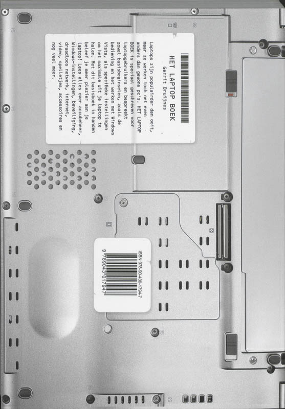 Achterkant van het laptop boek