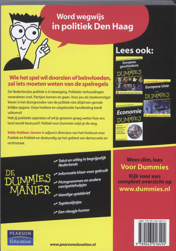Achterkant van Politiek voor Dummies