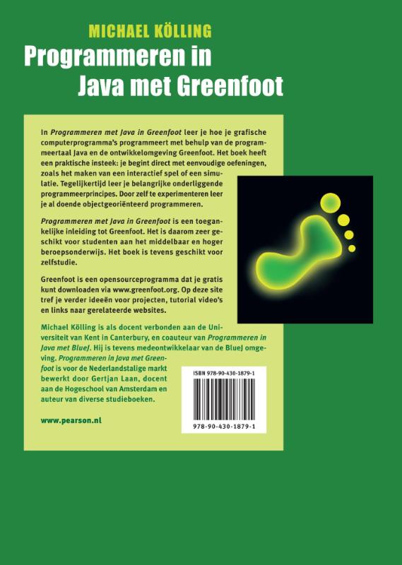 Achterkant van Programmeren in Java met Greenfoot