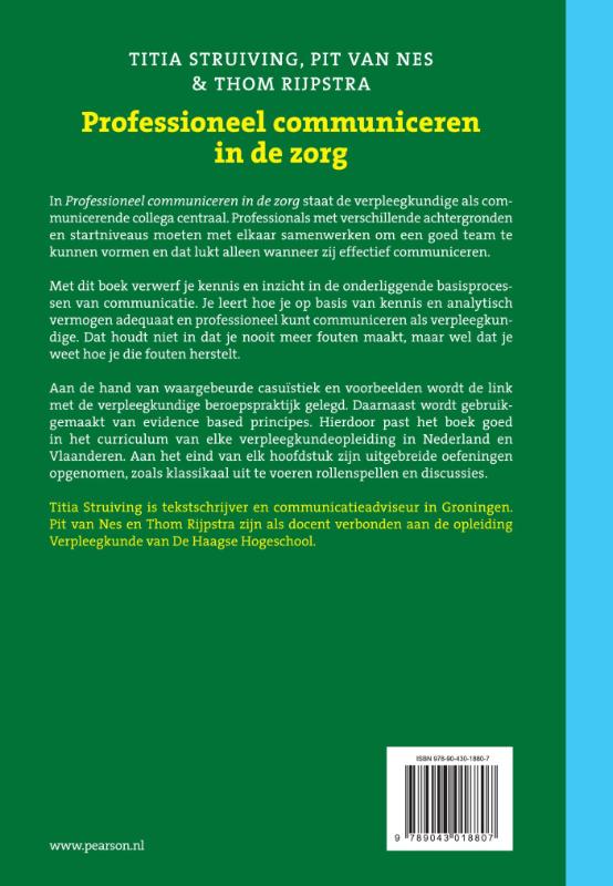 Achterkant van Professioneel communiceren in de zorg