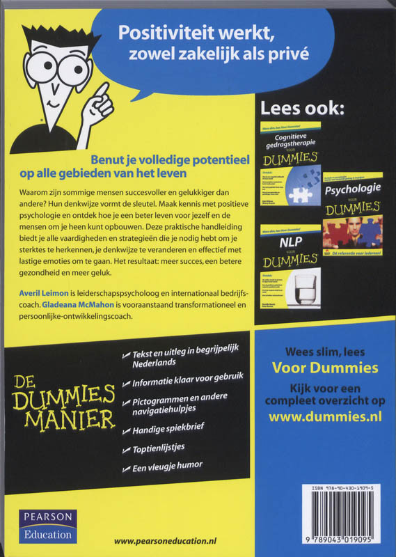 Achterkant van Positieve psychologie voor Dummies