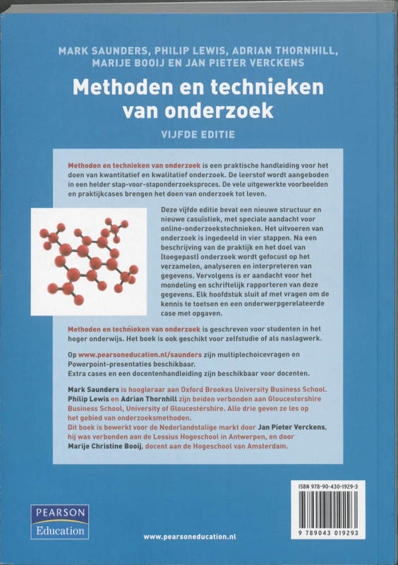 Achterkant van Methoden en technieken van onderzoek
