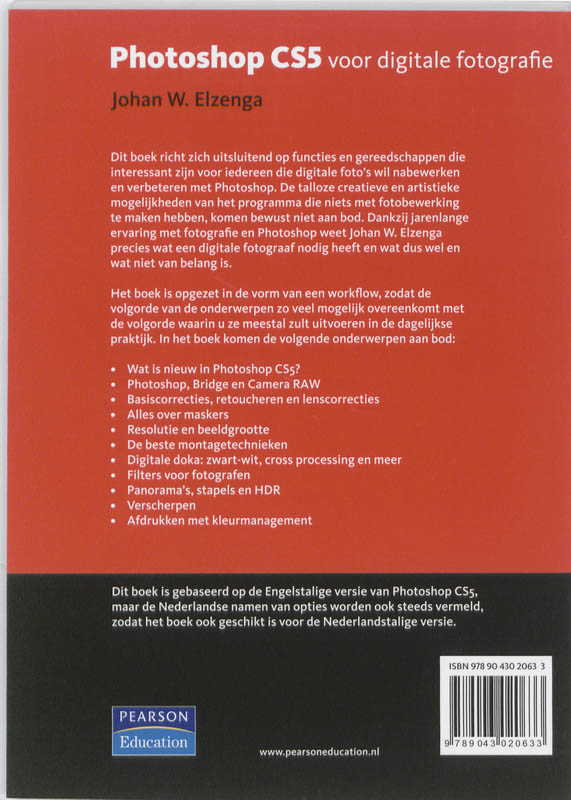 Achterkant van Photoshop CS5 voor digitale fotografie