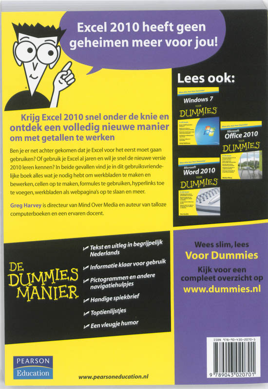 Achterkant van Excel 2010 voor Dummies