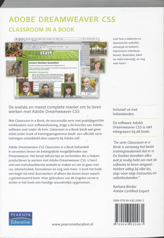 Achterkant van Adobe Dreamweaver CS5 Classroom in a Book