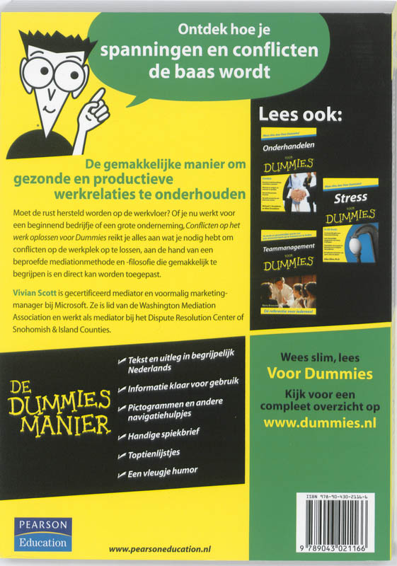 Achterkant van Conflicten op het werk oplossen voor Dummies