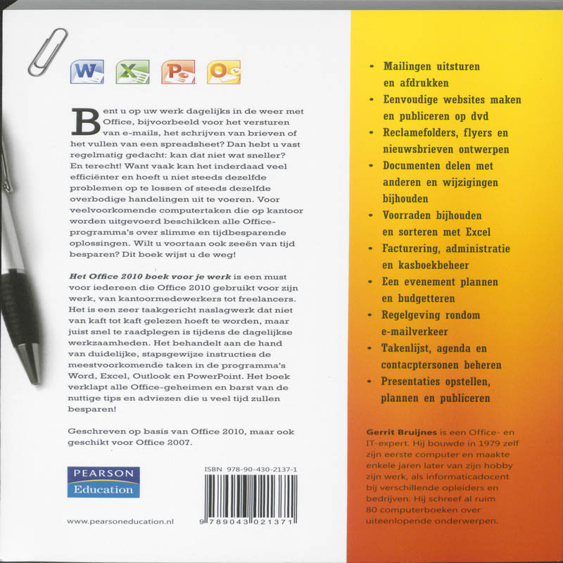 Achterkant van Het Office 2010 boek voor je werk