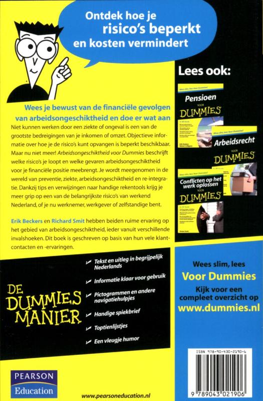 Achterkant van Arbeidsongeschiktheid voor Dummies