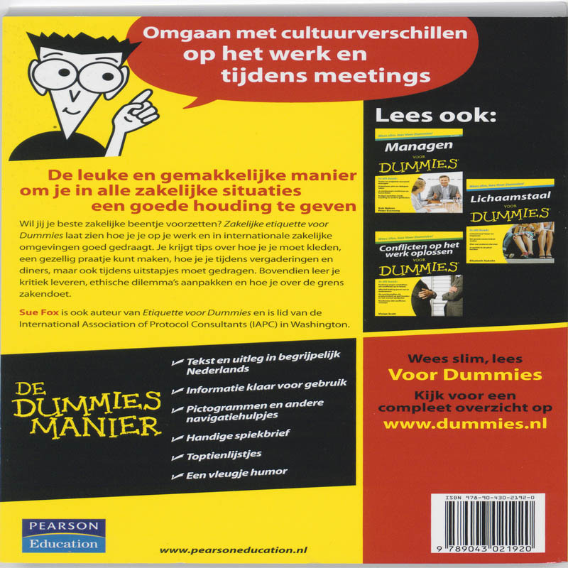 Achterkant van Zakelijke etiquette voor Dummies