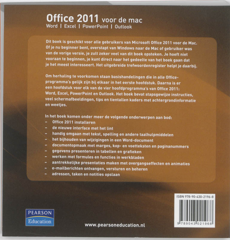 Achterkant van Office 2011 voor de mac
