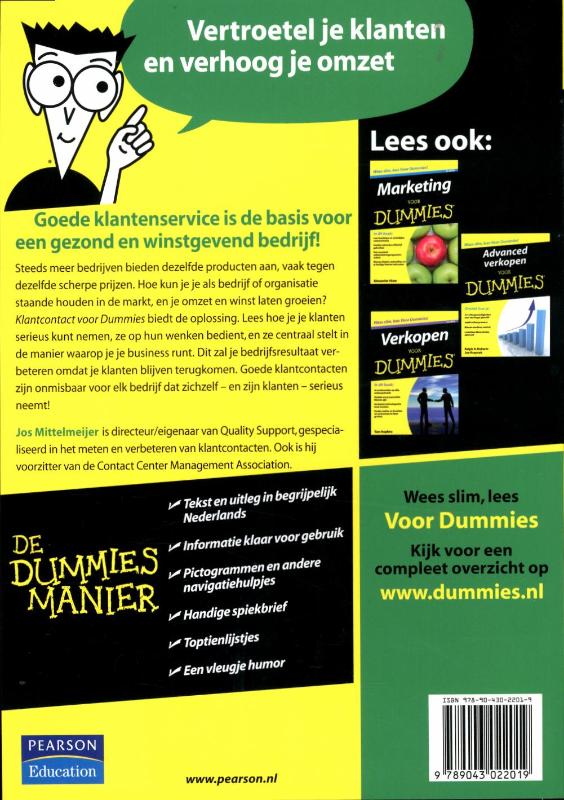 Achterkant van Klantcontact voor Dummies