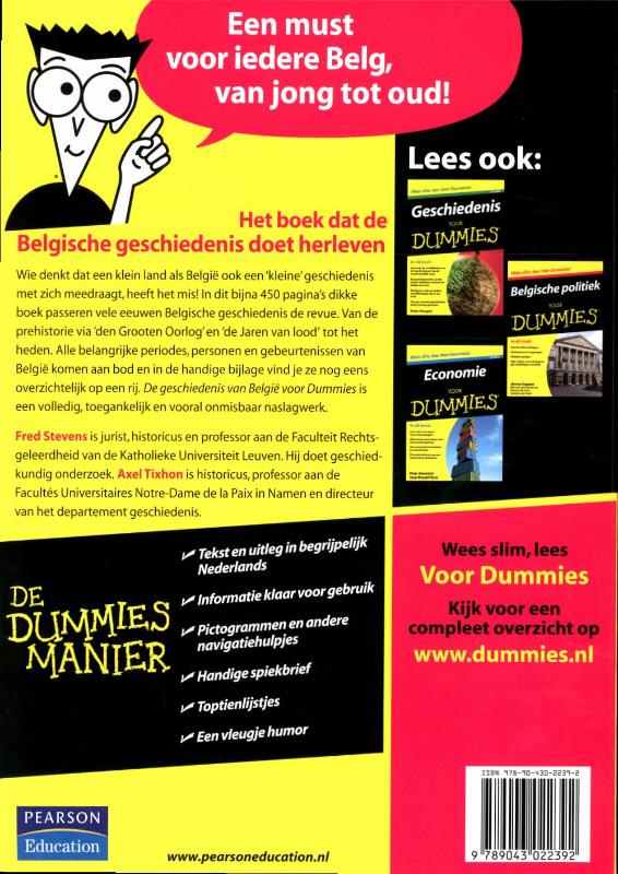 Achterkant van De geschiedenis van België voor Dummies