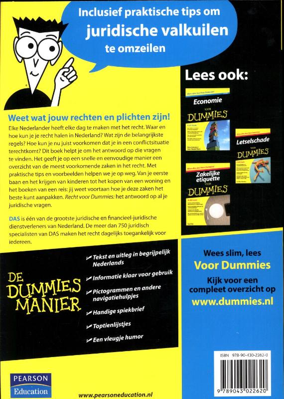 Achterkant van Recht voor Dummies