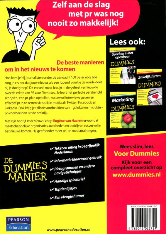 Achterkant van PR voor Dummies